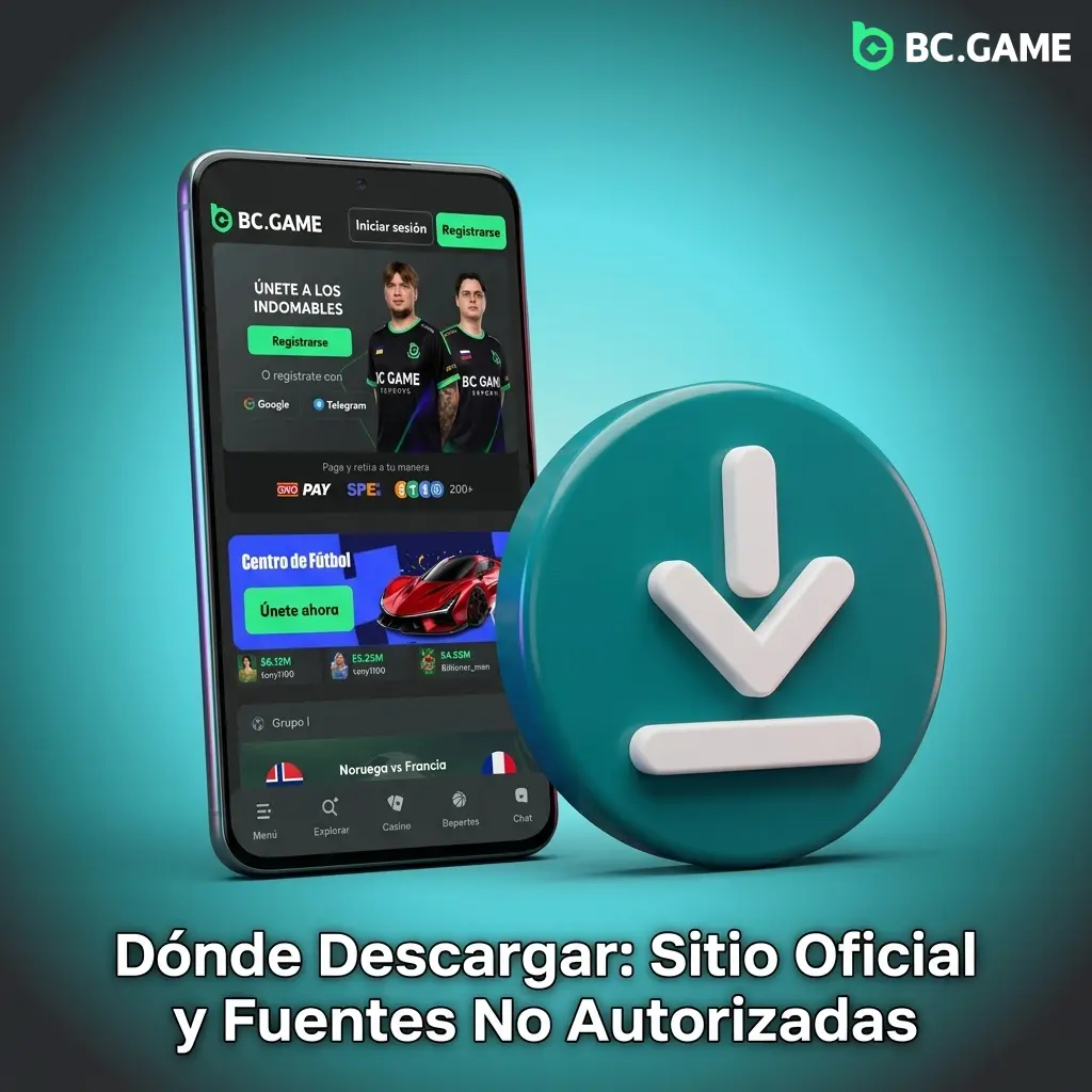 Botón oficial para descargar APK de BC Game de forma segura, evitando fuentes no autorizadas con malware