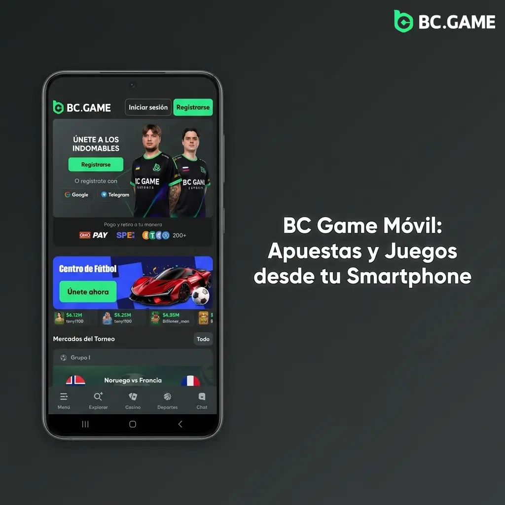 BC Game móvil en smartphone con acceso a casino, sportsbook y descarga de APK para Android e iOS PWA