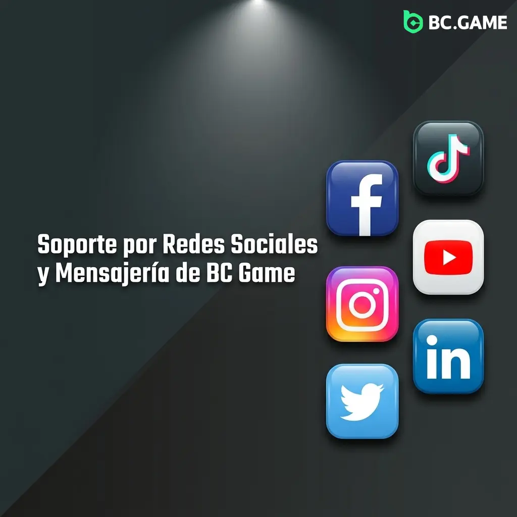 Canales oficiales de BC Game en Telegram, Twitter, Instagram y Facebook para soporte y novedades en México